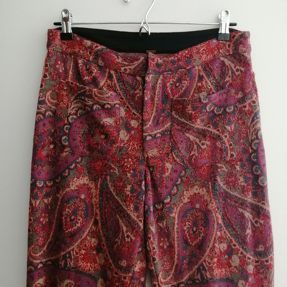 Free People Flare Jacquard Paisley High Rise Pants Size 4 - Picture 4 of 16